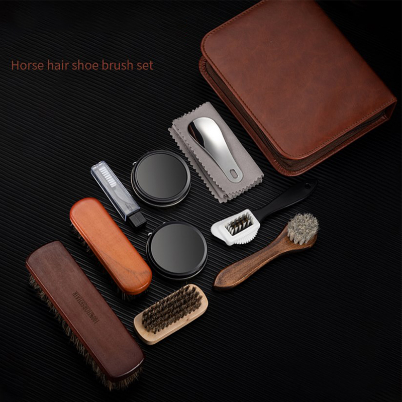 HorseHair Shoe Brush Set Leath - Leather Shoe Polish 评论和价格