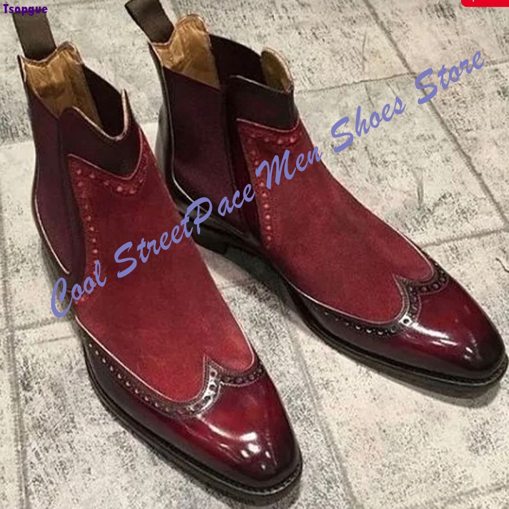 Men Vintage Red Two Tone Chels - Leather Shoe Polish 评论和价格